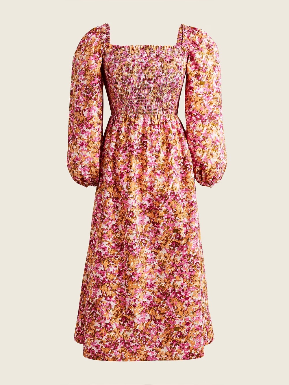 J.Crew Smocked puff-sleeve dress in faded floral - EUC